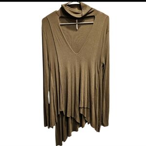 Free People Olive V-Neck Tunic